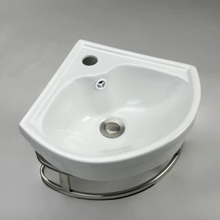 อ่างล้างหน้า อ่างล้างมือ วัสดุเซรามิค แบบแขวนลอย ดีไซน์เข้ามุม ขนาด29x29ซม. ceramic basin รุ่น Bas-C5