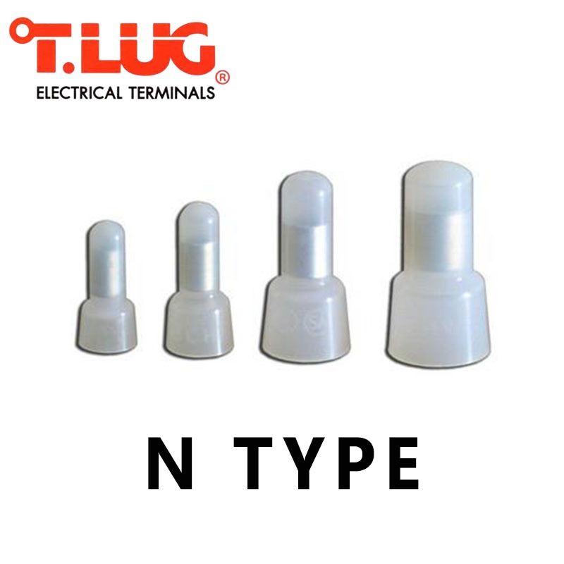N1.5, N2.5 หัวต่อสายหุ้มรูปหมวกสีใส ″T-LUG″ (100PCS./BAG) **ขายยกแพ็คๆละ100อัน**