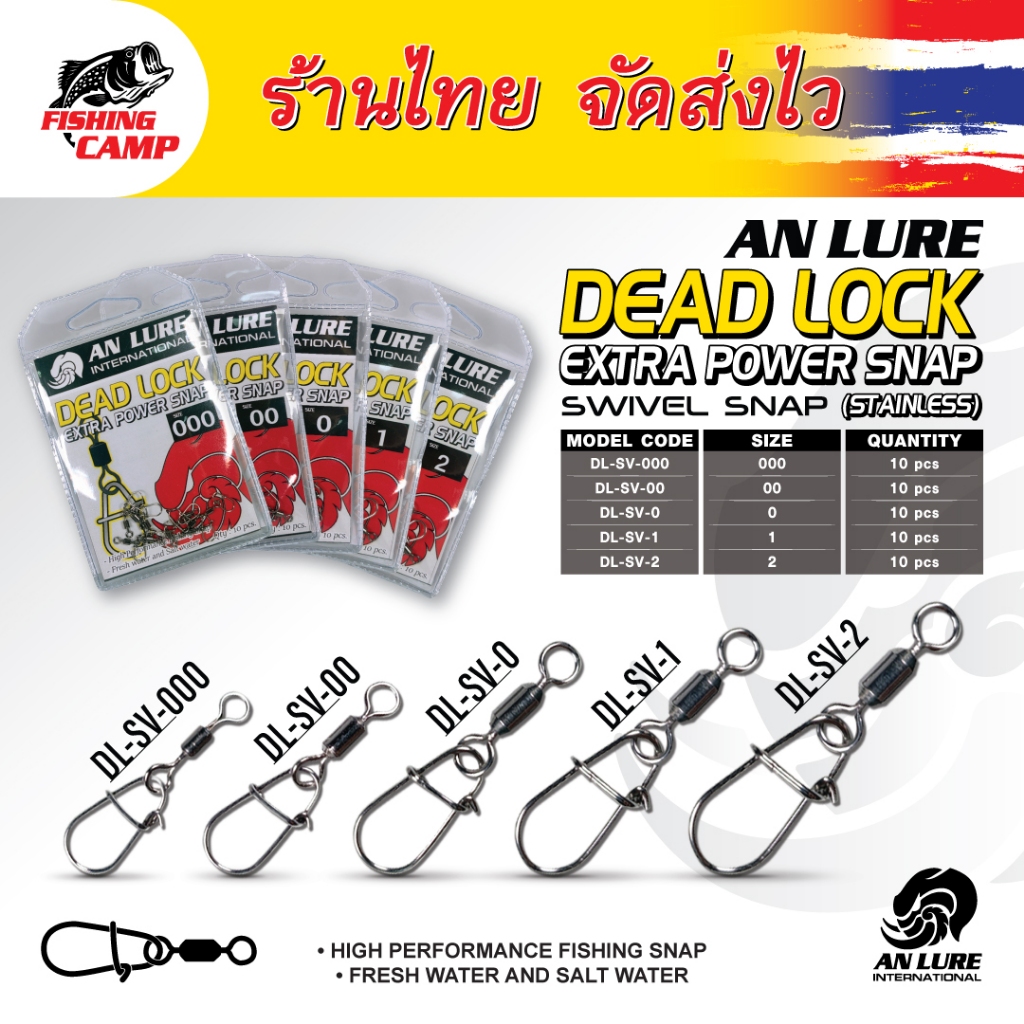 กิ๊บล็อคติดลูกหมุน สเน็ป รุ่น Dead Lock Extra Power Snap (Stainless) ยี่ห้อ ANLURE