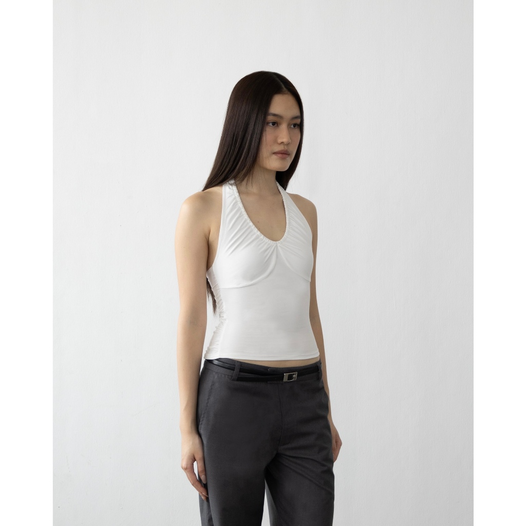 MEBI Halter ruched tank top