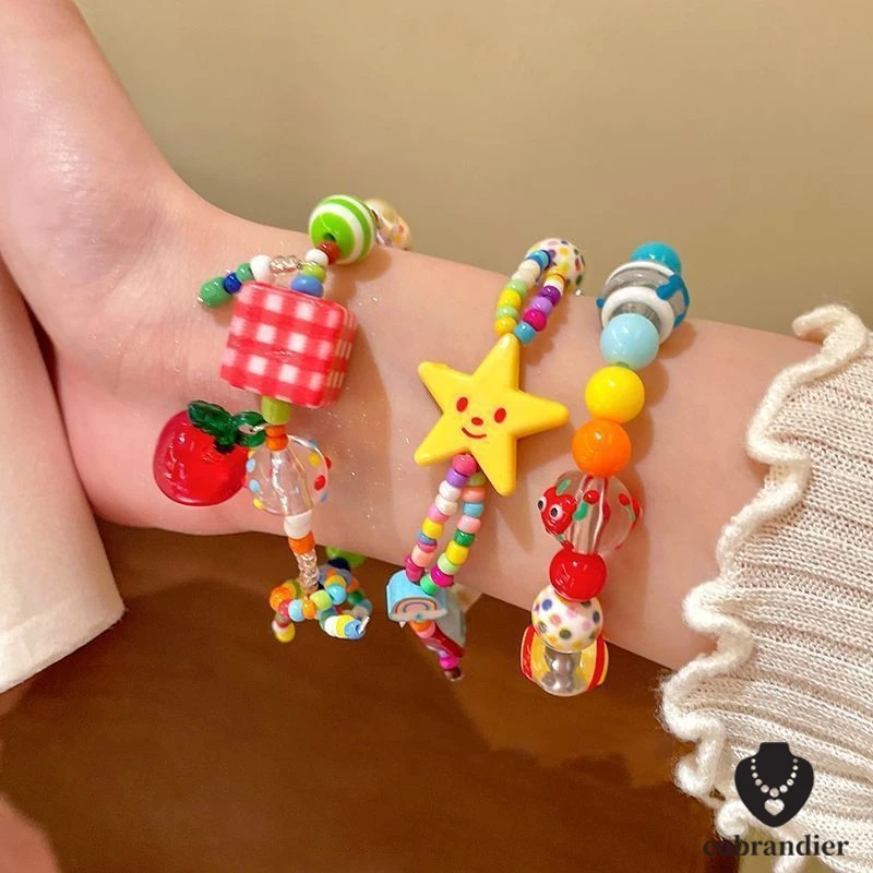CODส่งเร็ว⚡สร้อยข้อมือ กําไลข้อมือ ประดับลูกปัด รูปดาวน่ารัก สีสันสดใส เครื่องประดับแฟชั่น มิตรภาพ ของขวัญ