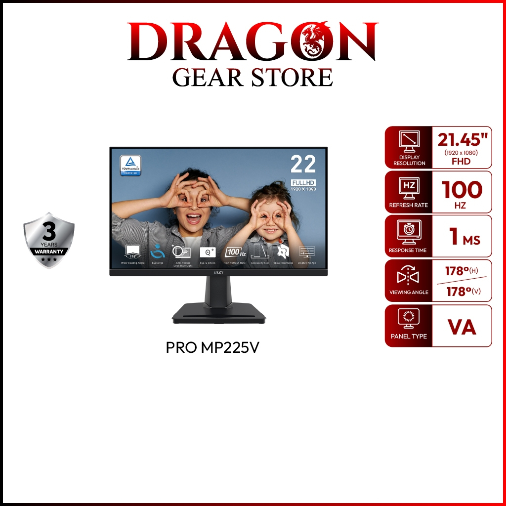 MSI MONITOR PRO MP225V | 21.45" | FHD | VA | 100Hz (จอคอมพิวเตอร์)