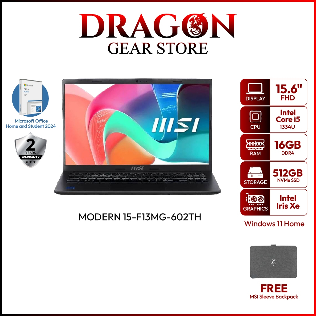 MSI NOTEBOOK  VENTURE 15 F13MG-602TH | 15.6" | Intel Core i5-1334U | 16GB DDR4 | 512GB SSD | Windows
