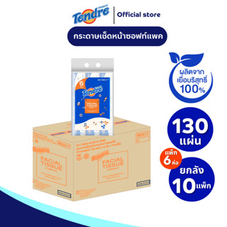 (ยกลัง 10 แพ็ค)Tendre เทนเดอร์ กระดาษทิชชู่เช็ดหน้าคอมแพ็ค 1…