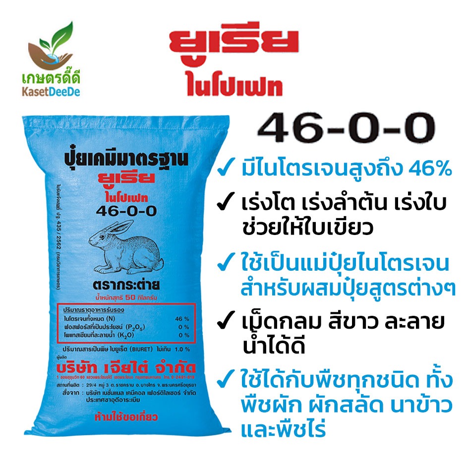 ปุ๋ยยูเรีย 46-0-0 พลังแห่งไนโตรเจนเพื่อพืชที่เจริญงอกงาม (300G/1KG)