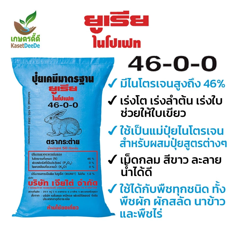ปุ๋ยยูเรีย 46-0-0 พลังแห่งไนโตรเจนเพื่อพืชที่เจริญงอกงาม (300G/1KG)