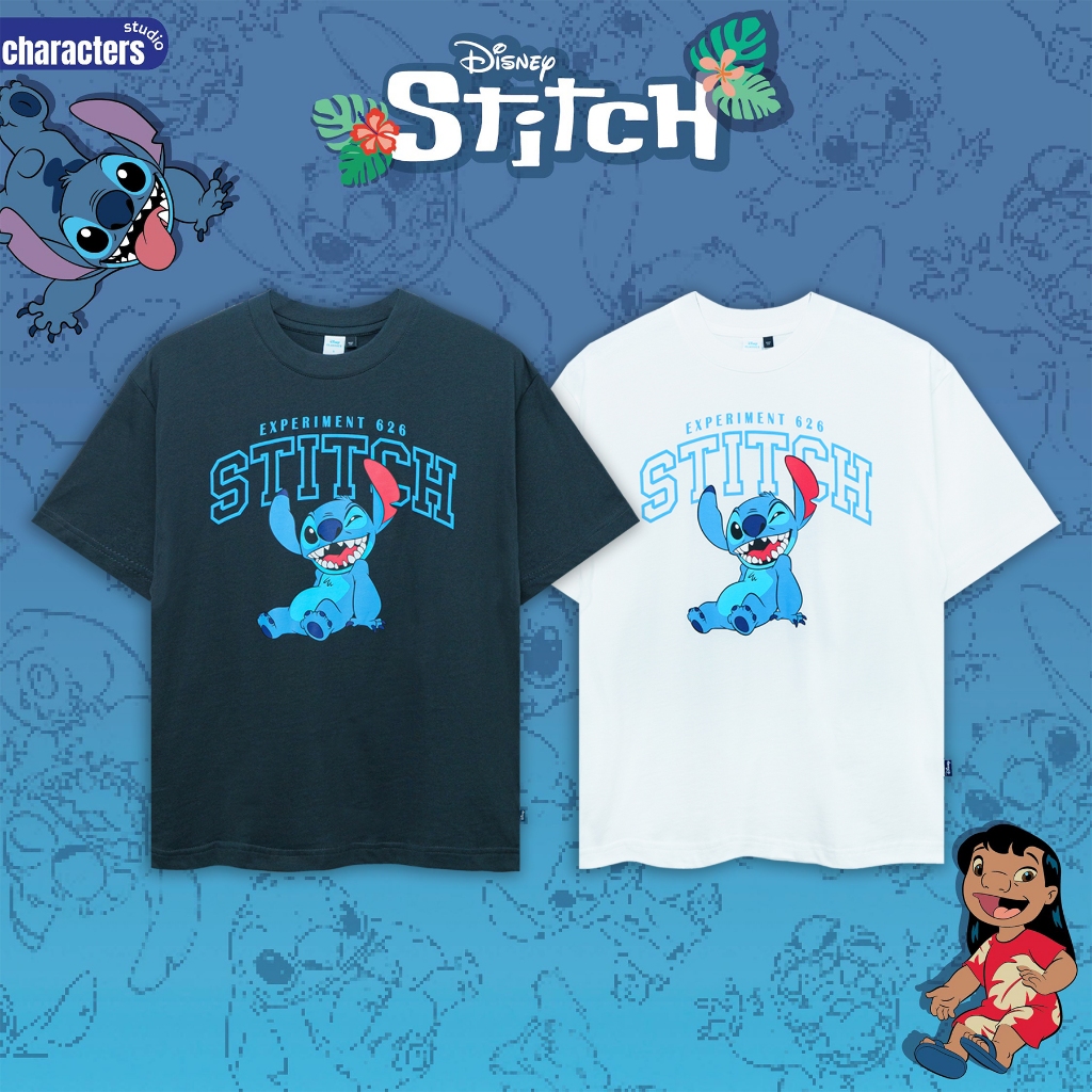 Disney เสื้อยืดผู้ใหญ่หญิง/ชายโอเวอร์ไซซ์ทรง BOXY ลายลิโล่แอนด์สติทช์ ผ้าCotton 100% สินค้าลิขสิทธิ์แท้Characters Studio