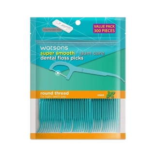 Watsons วัตสัน ก้านขัดฟัน ไหมขัดฟัน​ เส้นกลม กลิ่นมิ้นท์ 300 ก้าน