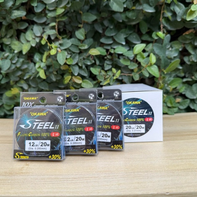 FLUORO CARBON STEEL 20 M.เอ็นตกปลาOKAWA ของแท้ 100% สายเอ็นเพิ่ม UV30% เพิ่มความยืดหยุ่น ราคา ถูกที่สุด ดีลบีเคเค แกลเลอรีภาพที่ 6