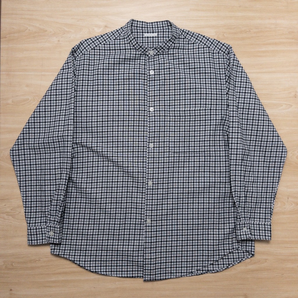 GU (SIZE: L), เสื้อเชิ้ต คอจีน แขนยาว เนื้อผ้าคอตตอน สีเทา S1542