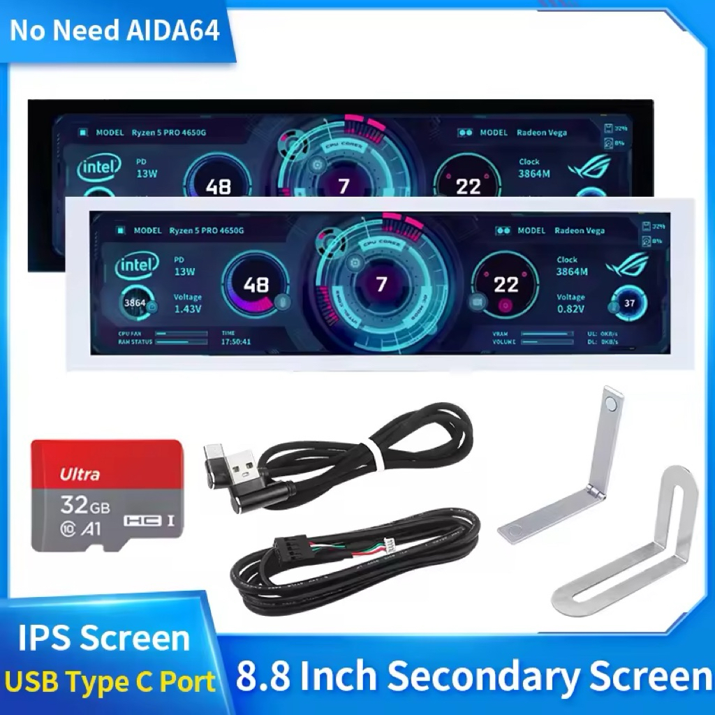 8.8 นิ้ว IPS Type C ไว้ดู Hwmonitor CPU GPU RAM จอแสดงผลสมาร์ท หน้าจอไม่จําเป็นต้องใช้ AIDA64