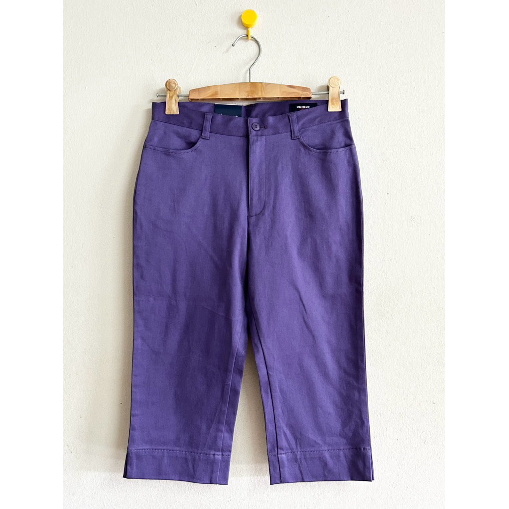 ยุนิ63cm กางเกงหญิง4ส่วนเอวไม่ยืดสีม่วง