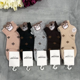 🐻ถุงเท้าแฟชั่นผู้หญิงลายน่ารัก 1แพ็ค10คู่ ขนาดฟรีไซส์ ผู้ใหญ่ โทนสีน้ำตาล สินค้าคละลาย ผ้าดี นิมใส่สบายจ้า