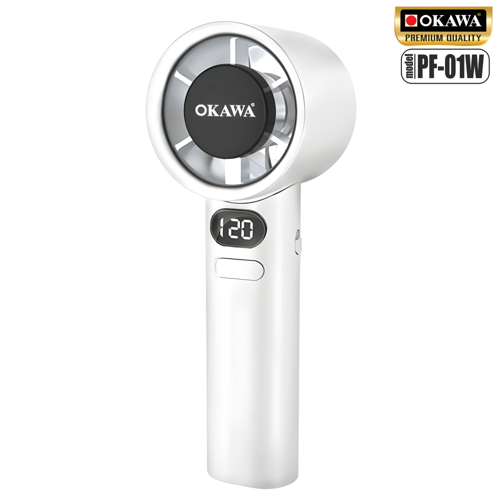 Okawa PF-01W พัดลมพกพา 120 สปีด สีขาว แบตอึดพลังแรง (ซื้อวันนี้รับของสมนาคุณ ฟรี)