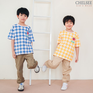 Chelsee เสื้อยืดคอกลม โอเวอร์ไซส์ แขนสั้น ลายตาราง ผ้า 100%C…