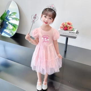 2-12 ปี วันแม่ กระโปรงสีฟ้า กระโปรงเจ้าหญิงน่ารัก ชุดเด็กผู้หญิง ชุดเดรสเด็ก สไตล์เกาหลี น่ารัก สำหรับเด็ก