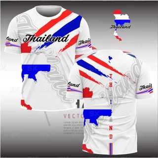 เสื้อกีฬาลาย ธงชาติ เเขนสั้นและแขนยาวเนื้อผ้าไมโครเกรดพรีเมี่ยม