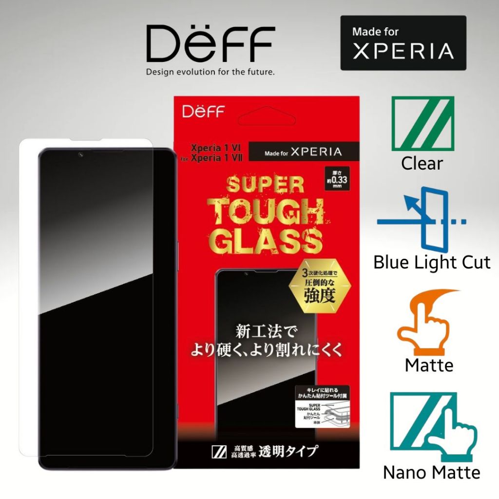 ฟิล์มกระจก Deff Super Tough Glass สำหรับ SONY Xperia 1 VII / 1 VI (สินค้าจากญี่ปุ่น)