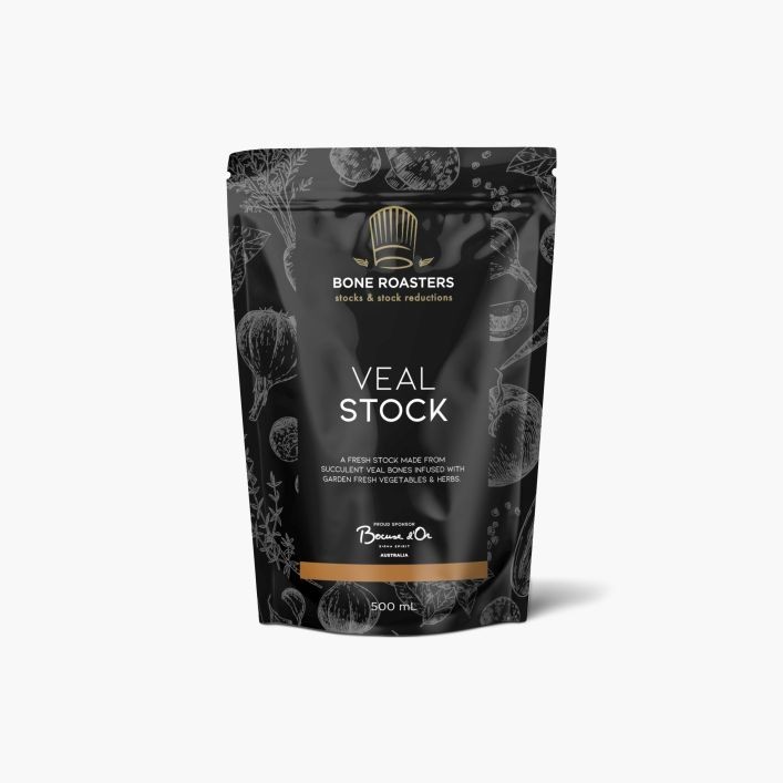 Bone Roasters Veal Stock 15 Brix 500ml น้ำสต็อกลูกวัวสูตรเข้มข้นพร้อมปรุง โบนโรสเตอร์ ขนาด 500 มล.