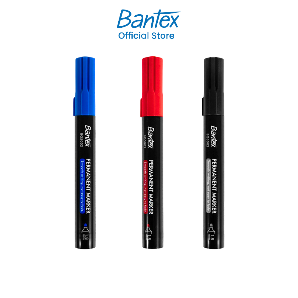 Bantex ปากกาเคมี ปากกาเมจิก มาร์คเกอร์ถาวร หัว1.8mm 3สี เขียนลื่น ติดทน ไม่เลอะมือ Permanent Marker