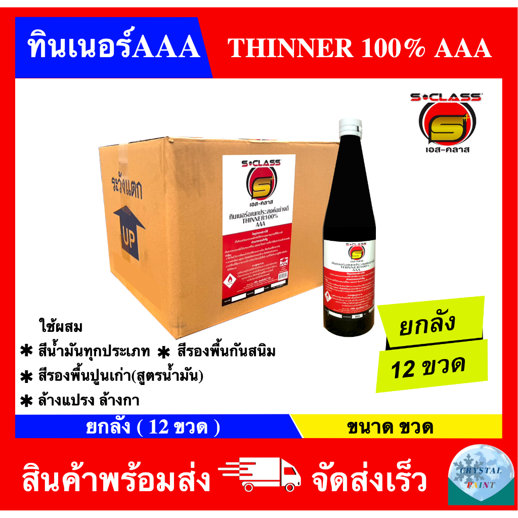 (ยกลัง 12 ขวด) ทินเนอร์ 3A อเนกประสงค์คุณภาพดี ยี่ห้อ เอสคลาส ขนาด ขวดใหญ่