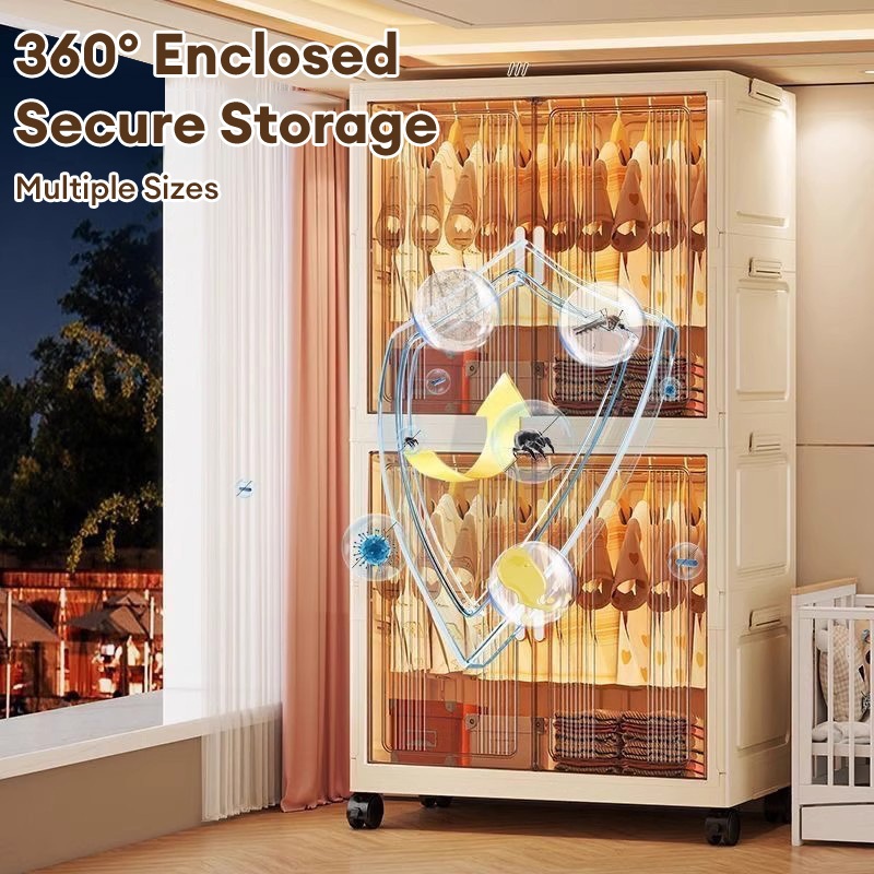 ตู้เสื้อผ้าเด็ก 55-80CM ตู้ใส่เสื้อผ้า พับ ตู้เก็บของ กันฝุ่นและกันน้ำ ตู้เสื้อผ้าพลาสติก PVC ตู้เสื้อผ้า สไตล์โมเดิร์น - รูปที่ 2