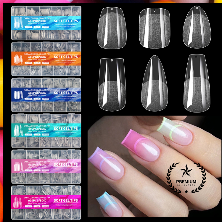 Soft Gel Tip เล็บปลอม เกรดพรีเมียม ไม่แตกหักง่าย งอได้ เหมือนเล็บจริงมาก แพ็ค 600 ชิ้น สุดคุ้ม