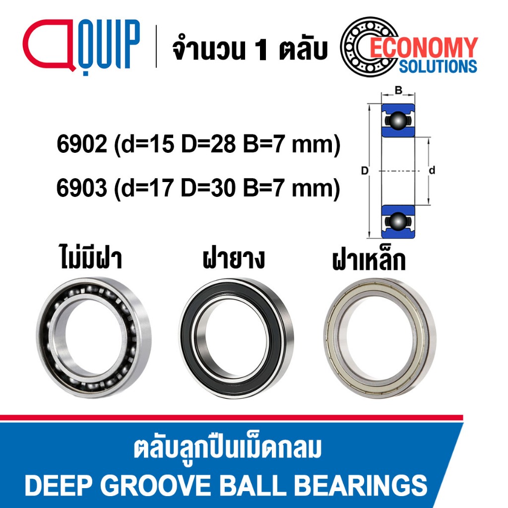 6902 6902ZZ 6902-2RS 6903 6903ZZ 6903-2RS ตลับลูกปืนเม็ดกลม ร่องลึก 61902 61902ZZ 61902-2RS 61903 61903ZZ 61903-2RS