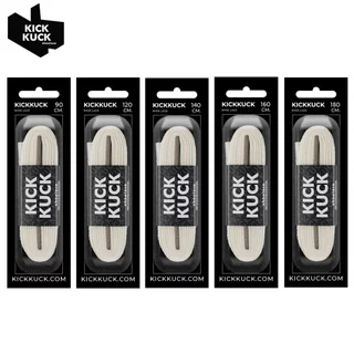 (หนา2ชั้น พรีเมี่ยม ) KICKKUCK (คิกคัก) เชือกรองเท้าสีขาวนม (offfwhite) (แบน)FLAT 90,120.140 ,160,180 cm.