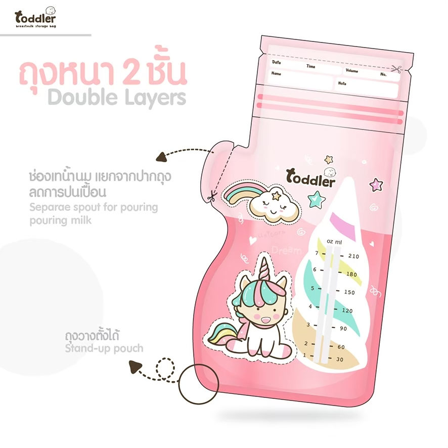 (6กล่อง) Toddlerfamily ถุงเก็บน้ำนมแม่ รุ่น Unicorn  7 ออนซ์ กล่องละ 35 ใบ ราคา ถูกที่สุด ดีลบีเคเค แกลเลอรีภาพที่ 2