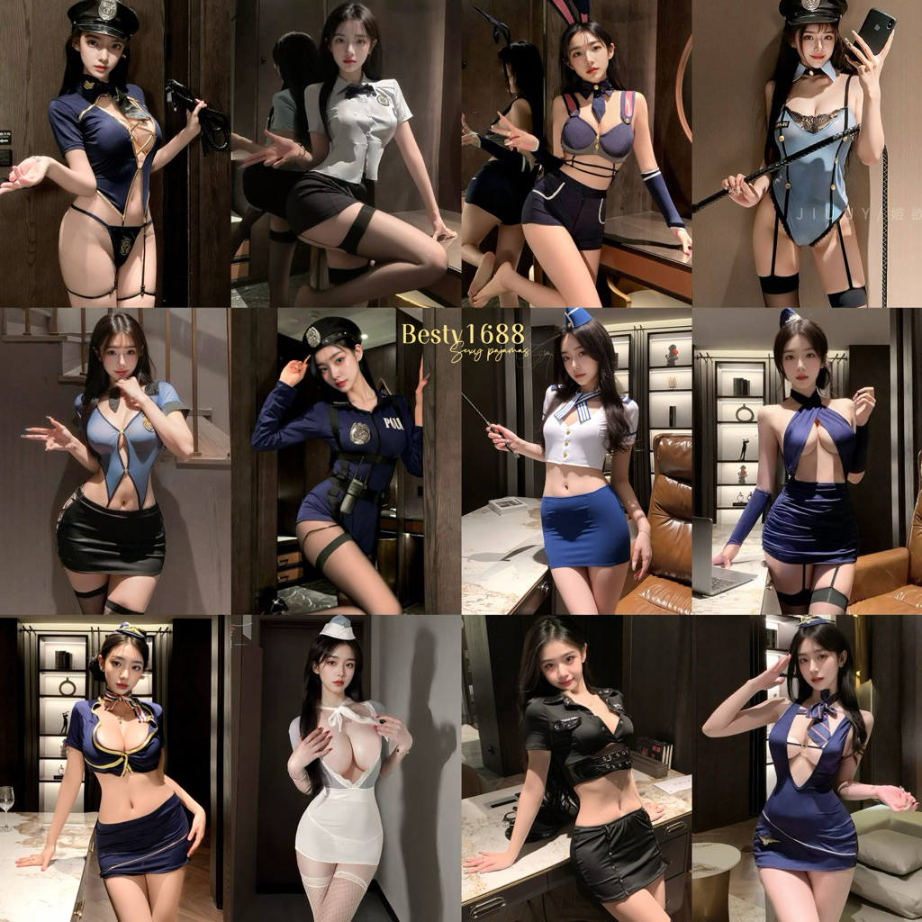 ชุดแอร์โฮสเตส  ตำรวจ ชุดนอนเซ็กซี่ รวมแบบขายดี  A001 /R  พร้อมส่งจากไทย Besty Shop