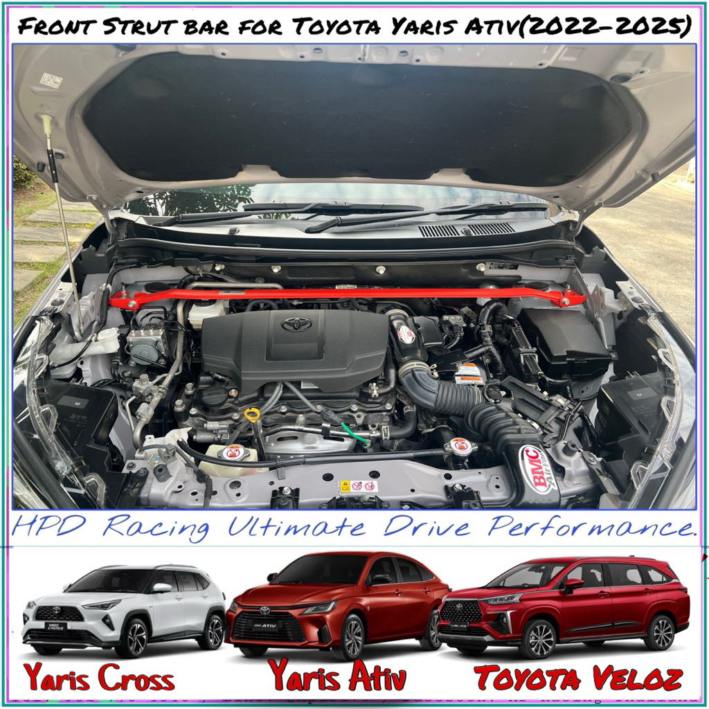 (คู่สุดคุ้ม)ค้ำโช๊คหน้า+กันโคลงหลัง Toyota Yaris Cross/Ativ/Veloz HPD Racing แท้ 100%  รับประกัน 2ปี