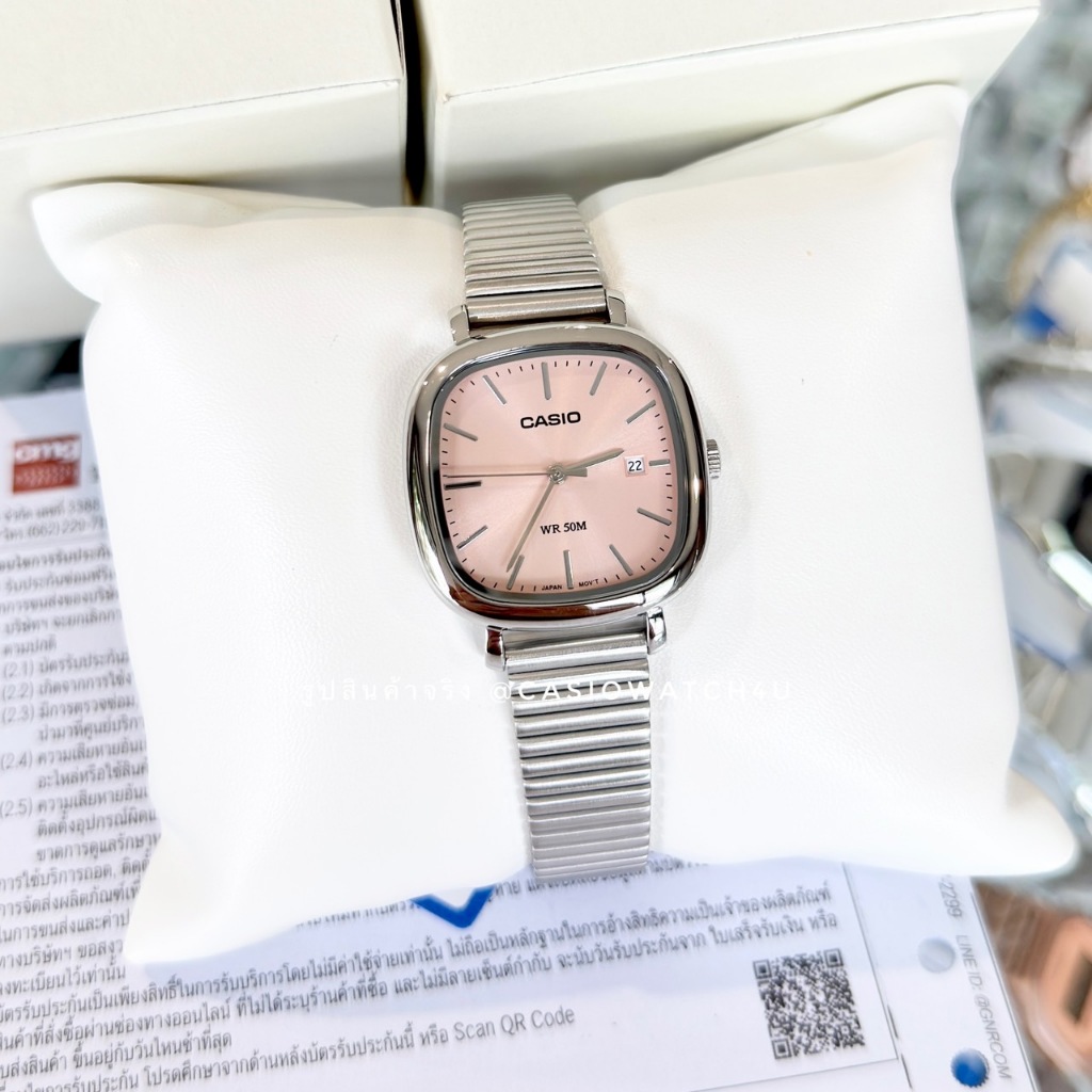 CASIO นาฬิกาข้อมือผู้หญิง ของแท้ CMG รุ่น LTP-B166D-4A หน้าปัดสีชมพู รับประกันศูนย์เซ็นทรัล 1 ปีเต็ม
