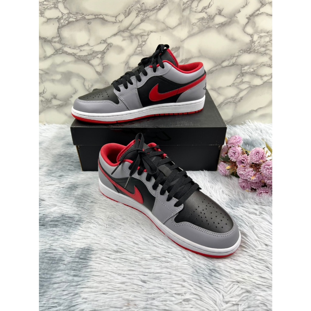 Jordan 1 Low Black Light Smoke Grey Gym Red  Size 9 UK/ 44 EUR/ 28 CM