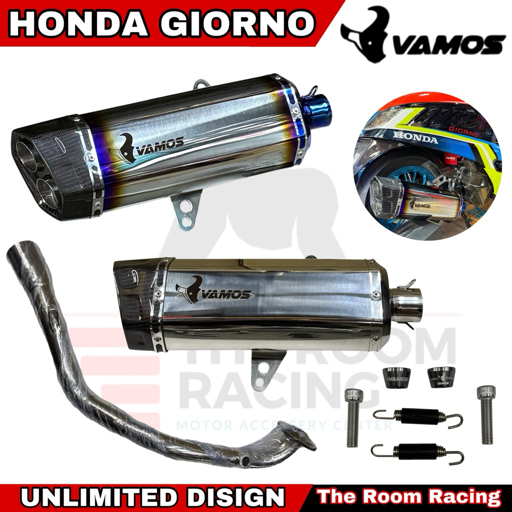 ท่อแต่ง Vamos Giorno Grand filano  Lead Nmax ตรงรุ่นปลายท่อคาร์บอนแท้ ปลายท่อออก 2 ช่อง (รับรอง มอก.