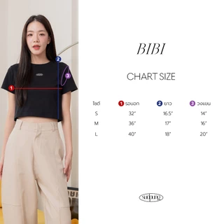 Bibi_SP086 เสื้อ Baby Tee คอตตอน 100% ปักโลโก้ ใส่สบาย แมทช์ง่าย แมทช์ได้ทั้งเอวสูง/ต่ำ
