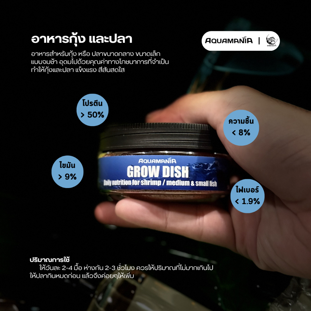 Aquamania Grow Dish อาหารจมช้าสำหรับปลาขนาดเล็ก