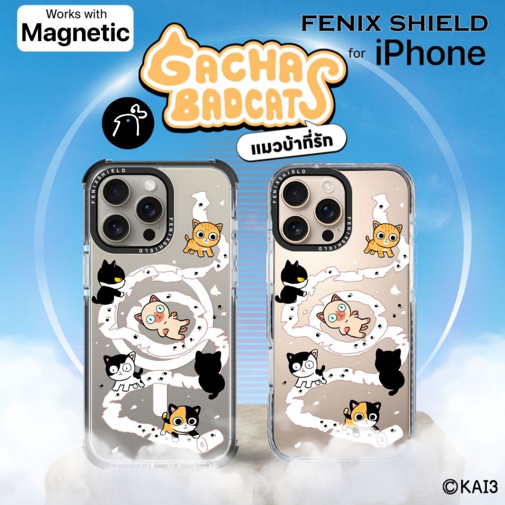 เคส FenixShield x Kai3 Gacha Badcats [ Tissue Cat ] สำหรับ iPhone iPhone 16 / 15 / 14 / 13 / Plus / 