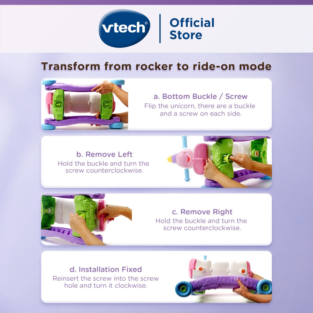 VTech ม้าชิงช้าสะบัด 2-in-1 ขี่ได้ ของเล่นเพลง แสง เรียนรู้ ยูนิคอร์น 80-192300 Unicorn horse - รูปที่ 5