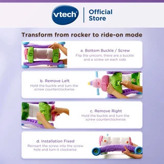 VTech ม้าชิงช้าสะบัด 2-in-1 ขี่ได้ ของเล่นเพลง แสง เรียนรู้ ยูนิคอร์น 80-192300 Unicorn horse