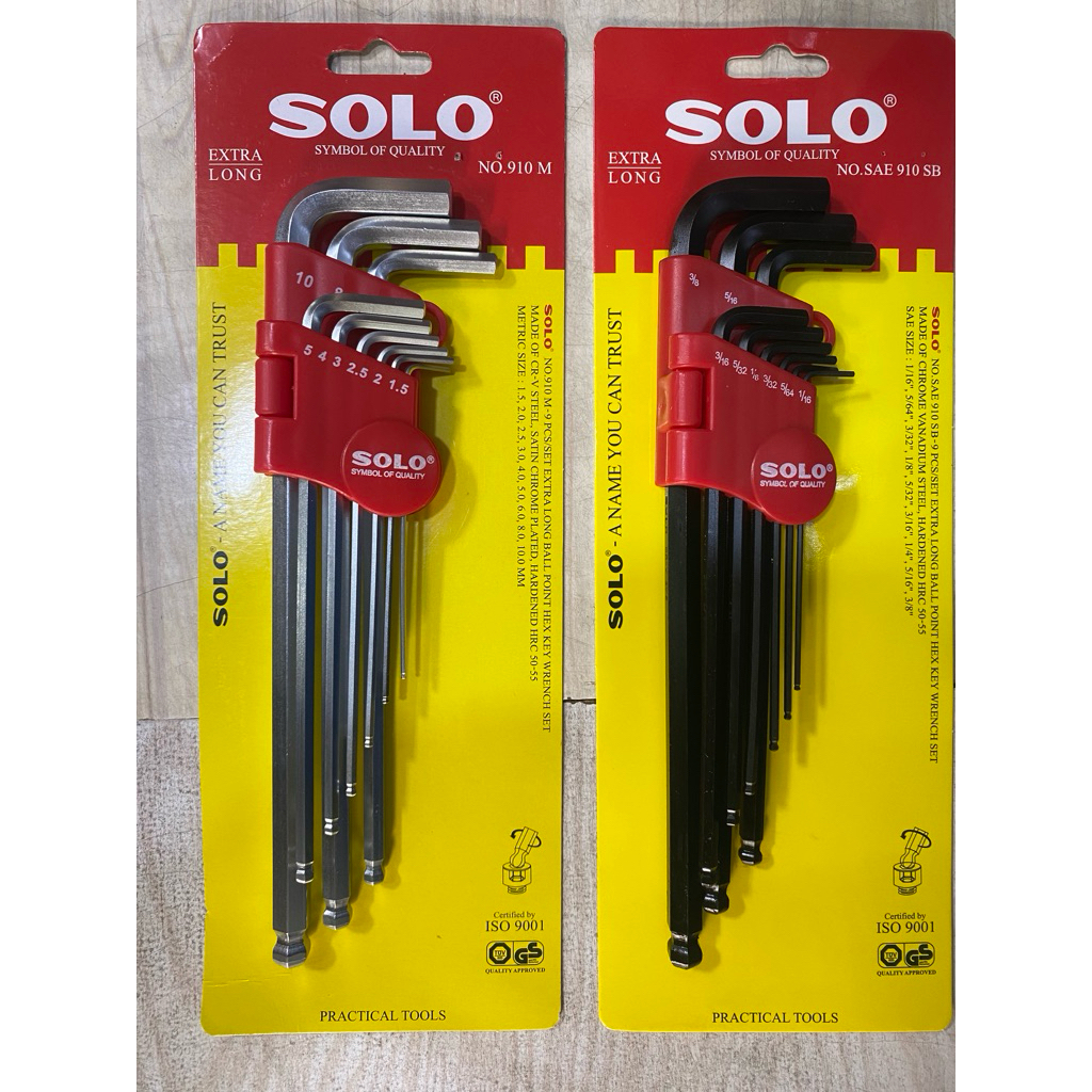 ประแจแอล ประแจหกเหลี่ยมหุน นิ้ว หกเหลี่ยมหุน 9ตัวชุด SOLO