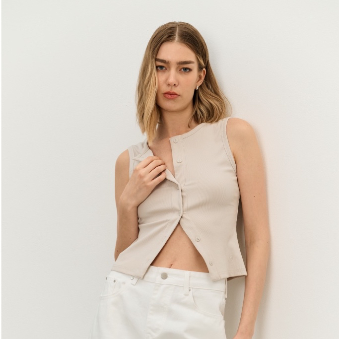 Withit ribbed vest top W embroidery เสื้อแขนกุด - TPW03389