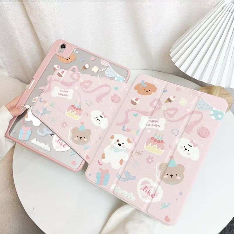 💫พร้อมส่ง💫เคสป้องกัน iPad Gen11 gen10 Air7 Air6 ลายลูกสุนัขสุดน่ารัก แผงด้านหลังอะคริลิกพร้อมช่องใส่ปากกา