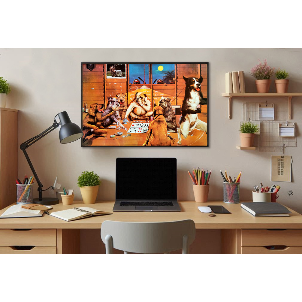 โปสเตอร์ รูปวาด หมา ล้อเลียน Dogs Playing POSTER 20”x30” รูปที่ 2