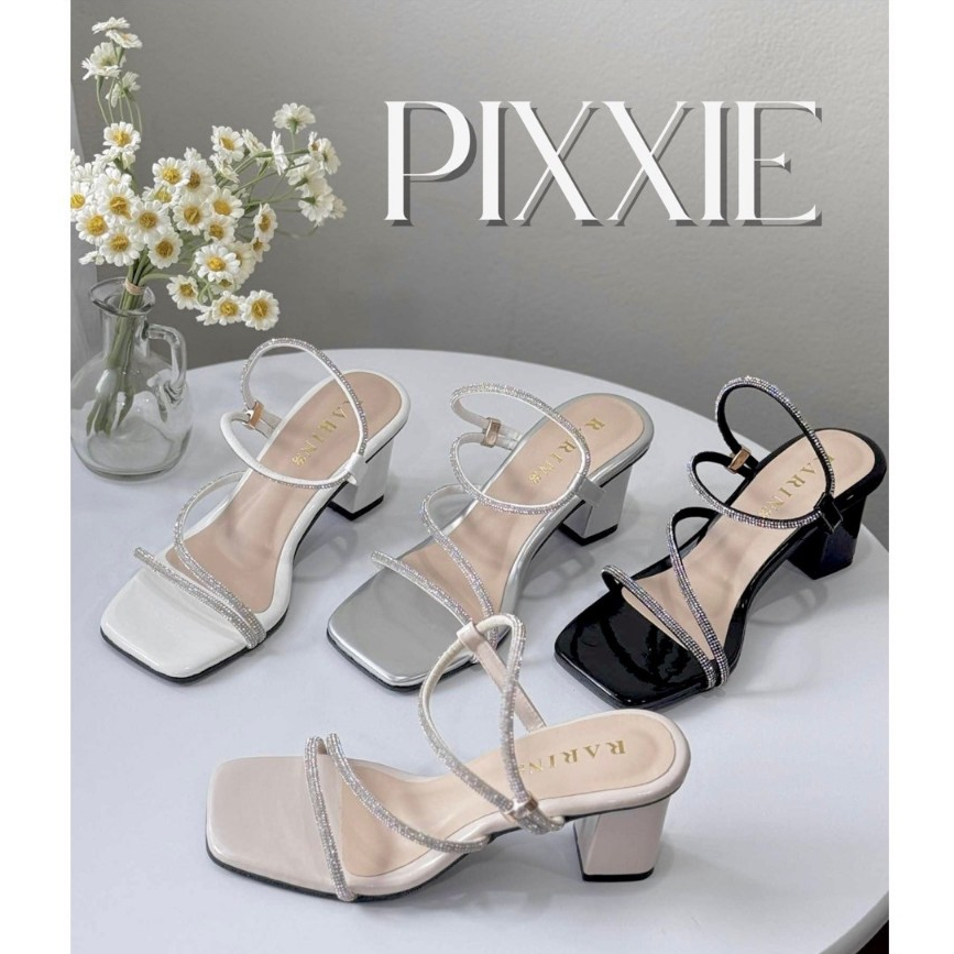 Rarin รุ่น [ Pixxie ] รองเท้าส้นสูง งานเพชรรัดข้อ ความสูง 2 นิ้วครึ่ง **เท้าอวบ/เท้ากว้าง +1 ไซส์**