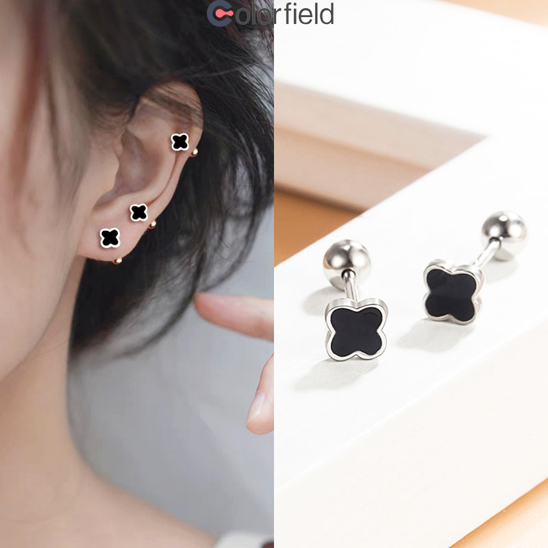 Colorfield 1 ชิ้น ต่างหู รูปใบโคลเวอร์สี่แฉก สไตล์หรูหราแสง แฟชั่น เข้ากับทุกการแต่งกาย ผู้หญิง ไม่ทําให้แพ้ง่าย ตุ้มหู