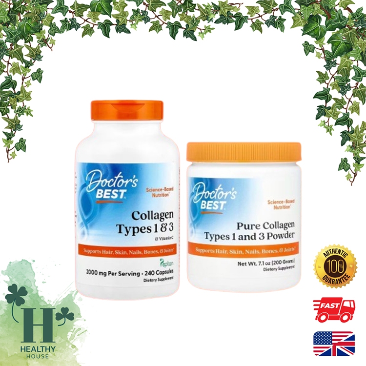 Doctor's Best Collagen Types 1 & 3 & Vitamin C Capsule Tablets Powder คอลลาเจน