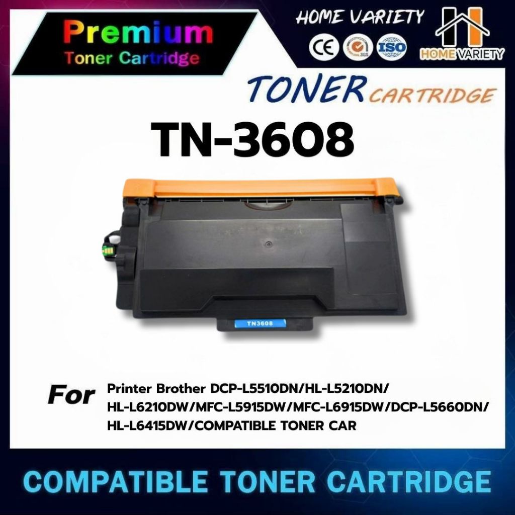 HOME หมีกเทียบเท่า TN3608/TN-3608/DR3608/DR-3608 For Brother HL-L5210/6210/6415/DCP-L5510/MFC-L5710