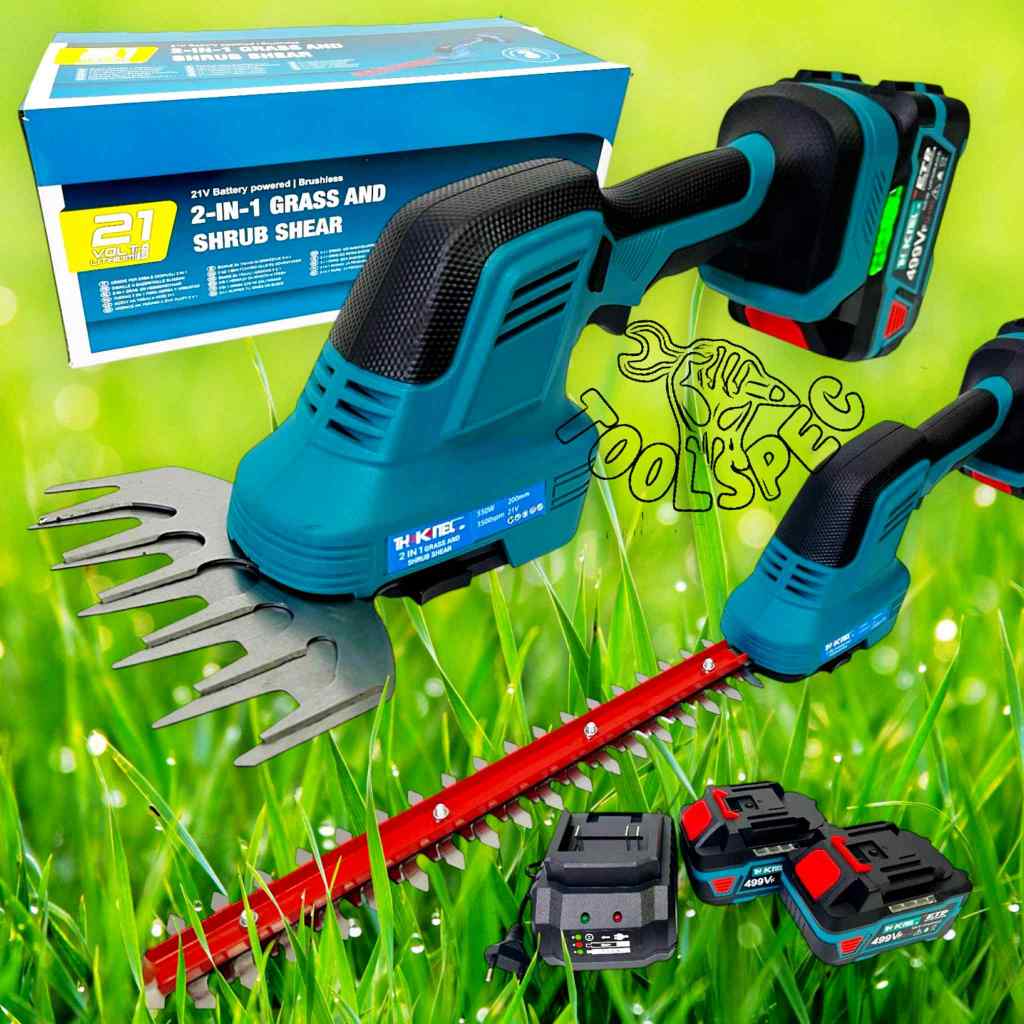 THAKITEC เครื่องกรรไกรเล็มหญ้าไร้สาย 2IN1 แบตก้อนใหญ่ ALL NEW 499Vf  พร้อมหัวเปลี่ยน หัวตัดแต่งกิ่ง+เล็มหญ้า รุ่นใหม่