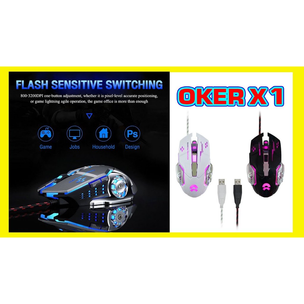OKER GAMING MOUSE X-1 METAL KNIGHT Macro Programming Game Mouse